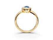 Solitaire Engagement Ring Setting for Fancy Blue Marquise Center with Wide Band and Bezel Head in Yellow Gold
