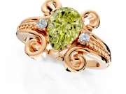 Solitaire Engagement Ring Setting for Fancy Yellow Pear-Shaped Center with Twisted Band and Scroll Prong Head in Rose Gold