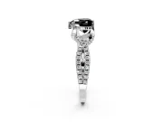 Solitaire Engagement Ring Setting for Fancy Black Heart-Shaped Center with Narrow Twist Pave Band and Prong Head in Sterling Silver
