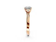 Side Accent Engagement Ring Setting for Cushion Cut Center with Accent Shoulders and Prong Head in Rose Gold