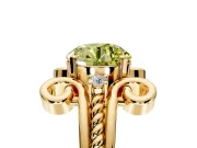 Solitaire Engagement Ring Setting for Fancy Yellow Round Cut Center with Twisted Band and Scroll Prong Head in Yellow Gold