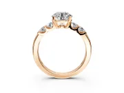 5 Stone Engagement Ring Setting for Round Cut Center with Plain Band and Prong Head in Rose Gold