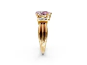 Solitaire Engagement Ring Setting for Fancy Pink Pear-Shaped Center with Grooved Bar Accent Band and Prong Head in Yellow Gold