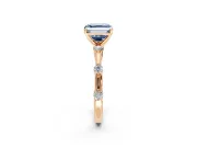 Solitaire Engagement Ring Setting for Fancy Blue Asscher Cut Center with Bezel Station Band and Prong Head in Rose Gold
