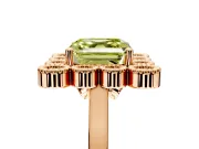 Cluster Halo Engagement Ring Setting for Fancy Yellow Asscher Cut Center with Milgrain Bezel Accents and Prong Head in Rose Gold