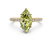 Solitaire Engagement Ring Setting for Fancy Yellow Marquise Center with Fine Pave Band and Prong Head in Yellow Gold