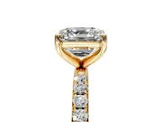Solitaire Engagement Ring Setting for Asscher Cut Center with Micro Pave Band and Prong Head in Yellow Gold