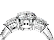 3 Stone Engagement Ring Setting for Oval Center with Matching Side Accents and Prong Head in Platinum