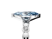 Solitaire Engagement Ring Setting for Fancy Blue Marquise Center with Beaded Bezel Station Band and Prong Head in Platinum