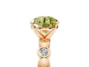 Solitaire Engagement Ring Setting for Fancy Yellow Round Cut Center with Beaded Bezel Station Band and Prong Head in Rose Gold