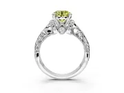 Solitaire Engagement Ring Setting for Fancy Yellow Round Cut Center with Filigree Accent Basket and Prong Head in Sterling Silver