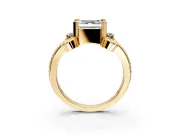Solitaire Engagement Ring Setting for Asscher Cut Center with Twisted Band and Scroll Prong Head in Yellow Gold