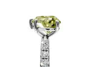 Solitaire Engagement Ring Setting for Fancy Yellow Heart-Shaped Center with Micro Pave Band and Prong Head in Platinum