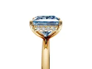 Solitaire Engagement Ring Setting for Fancy Blue Princess Cut Center with Plain Band, Open Basket and Prong Head in Yellow Gold