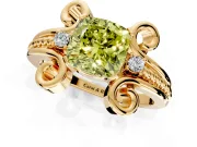 Solitaire Engagement Ring Setting for Fancy Yellow Cushion Cut Center with Twisted Band and Scroll Prong Head in Yellow Gold