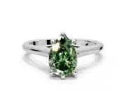 Solitaire Engagement Ring Setting for Fancy Green Pear-Shaped Center with Cathedral Band and Prong Head in Sterling Silver