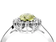 Starburst Halo Engagement Ring Setting for Fancy Yellow Pear-Shaped Center with Flat Cathedral Band and Prong Head in Platinum