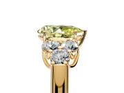 Cluster Engagement Ring Setting for Fancy Yellow Pear-Shaped Center with Round Cut Accent Frame and Prong Head in Yellow Gold