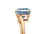 Solitaire Engagement Ring Setting for Fancy Blue Princess Cut Center with Plain Bypass Twist Band and Prong Head in Rose Gold