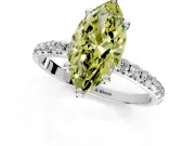 Solitaire Engagement Ring Setting for Fancy Yellow Marquise Center with Micro Pave Band and Prong Head in Platinum