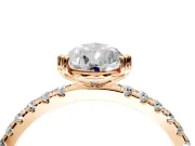 Solitaire Engagement Ring Setting for Pear-Shaped Center with Pave Band and Claw Prong Head in Rose Gold