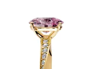 Side Accent Engagement Ring Setting for Fancy Pink Oval Center with Accent Shoulders and Prong Head in Yellow Gold
