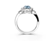 Halo Engagement Ring Setting for Fancy Blue Oval Center with Milgrain Rim, Pave Band and Prong Head in Platinum