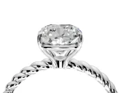 Solitaire Engagement Ring Setting for Cushion Cut Center with Plain Twisted Rope Band and Prong Head in White Gold