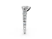 Solitaire Engagement Ring Setting for Pear-Shaped Center with Pave Cathedral Shoulders and Prong Head in Platinum