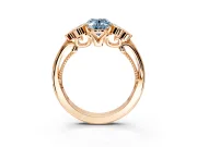 Cluster Engagement Ring Setting for Fancy Blue Oval Center with Bezel Accent Clusters and Prong Head in Rose Gold