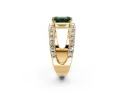 Solitaire Engagement Ring Setting for Fancy Green Emerald Cut Center with Wide-Open Split Shank and Prong Head in Yellow Gold