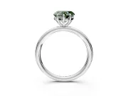 Low-Set Solitaire Engagement Ring Setting for Fancy Green Heart-Shaped Center with Thin Plain Band and Prong Head in Sterling Silver