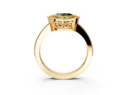 Halo Engagement Ring Setting for Fancy Green Heart-Shaped Center with Milgrain Halo, Pave Band and Prong Head in Yellow Gold