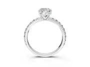 Solitaire Engagement Ring Setting for Cushion Cut Center with Large Accent Band and Prong Head in Platinum