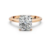 Solitaire Engagement Ring Setting for Radiant Cut Center with Knife Ridge Band and Claw Prong Head in Rose Gold