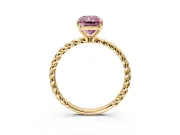 Solitaire Engagement Ring Setting for Fancy Pink Radiant Cut Center with Plain Twisted Rope Band and Prong Head in Yellow Gold