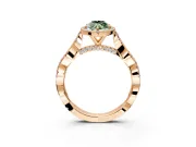 Halo Engagement Ring Setting for Fancy Green Marquise Center with Twist Band and Prong Head in Rose Gold