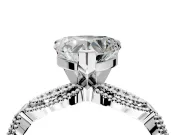 Solitaire Engagement Ring Setting for Heart-Shaped Center with Marquise Panel Band and Prong Head in White Gold