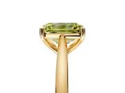 Solitaire Engagement Ring Setting for Fancy Yellow Emerald Cut Center with Narrow Cathedral Band and Prong Head in Yellow Gold