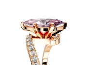 Solitaire Engagement Ring Setting for Fancy Pink Marquise Center with Pave Bypass Swirl Band and Prong Head in Rose Gold