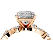 Solitaire Engagement Ring Setting for Princess Cut Center with Bar-Station Pave Twist and Prong Head in Rose Gold