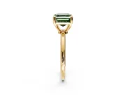Minimalist Solitaire Engagement Ring Setting for Fancy Green Asscher Cut Center with Thin Band and Prong Head in Yellow Gold