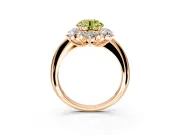 Small-Accent Cluster Halo Engagement Ring Setting for Fancy Yellow Round Cut Center with Plain Band and Prong Head in Rose Gold