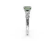 5 Stone Engagement Ring Setting for Fancy Green Asscher Cut Center with Graduated Accents and Prong Head in Platinum