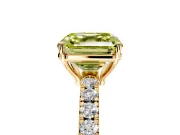 Solitaire Engagement Ring Setting for Fancy Yellow Asscher Cut Center with Large Accent Band and Prong Head in Yellow Gold