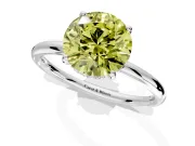 Solitaire Engagement Ring Setting for Fancy Yellow Round Cut Center with Plain Band, Open Basket and Prong Head in Platinum
