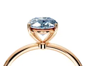 Solitaire Engagement Ring Setting for Fancy Blue Oval Center with Straight Thin Band and Prong Head in Rose Gold