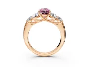 Cluster Engagement Ring Setting for Fancy Pink Radiant Cut Center with Round Cut Accent Frame and Prong Head in Rose Gold