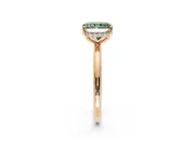 Solitaire Engagement Ring Setting for Fancy Green Radiant Cut Center with Plain Band, Open Basket and Prong Head in Rose Gold