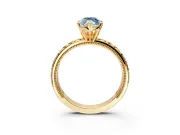 Solitaire Engagement Ring Setting for Fancy Blue Marquise Center with XO Engraved Band and Prong Head in Yellow Gold